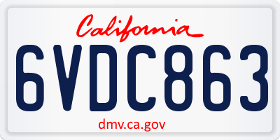 CA license plate 6VDC863