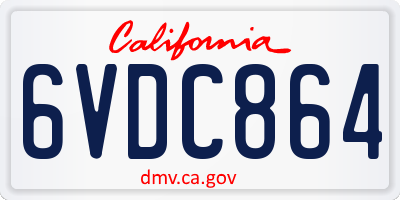 CA license plate 6VDC864