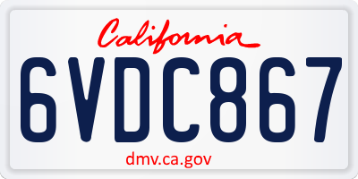 CA license plate 6VDC867