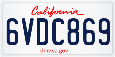 CA license plate 6VDC869