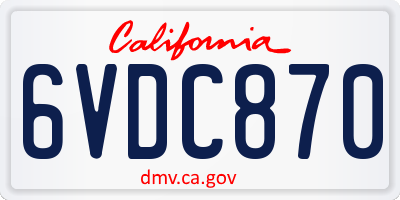 CA license plate 6VDC870
