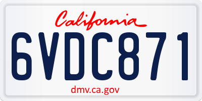 CA license plate 6VDC871