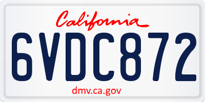 CA license plate 6VDC872