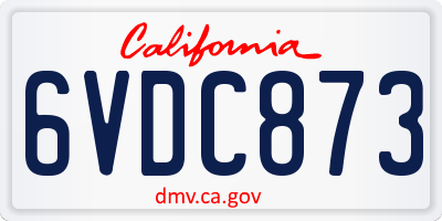 CA license plate 6VDC873