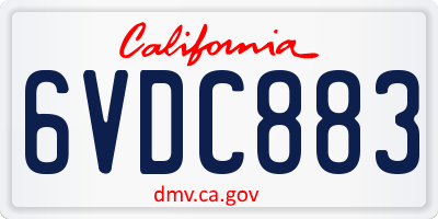 CA license plate 6VDC883