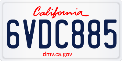 CA license plate 6VDC885