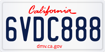 CA license plate 6VDC888