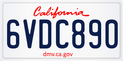CA license plate 6VDC890