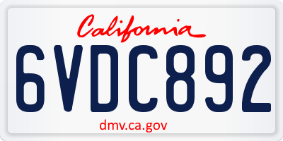 CA license plate 6VDC892