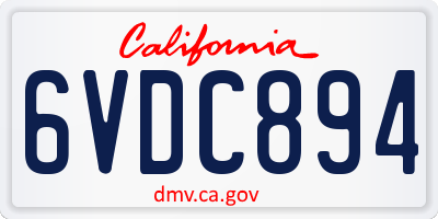 CA license plate 6VDC894