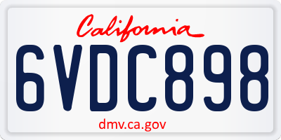 CA license plate 6VDC898