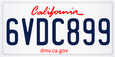 CA license plate 6VDC899