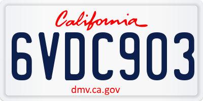 CA license plate 6VDC903