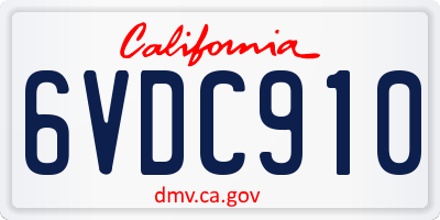 CA license plate 6VDC910