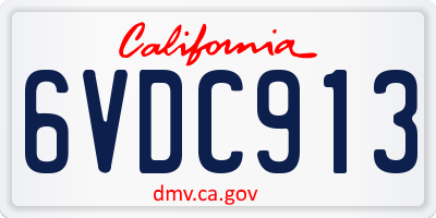 CA license plate 6VDC913