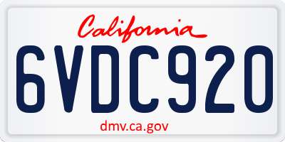 CA license plate 6VDC920