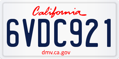 CA license plate 6VDC921