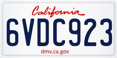 CA license plate 6VDC923