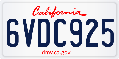 CA license plate 6VDC925
