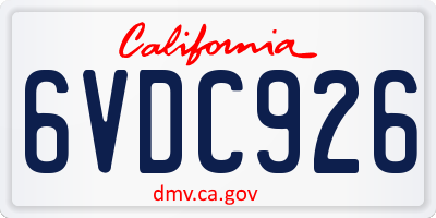 CA license plate 6VDC926