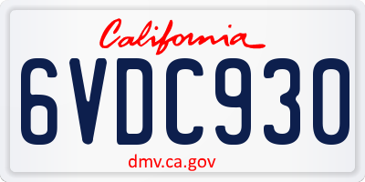 CA license plate 6VDC930