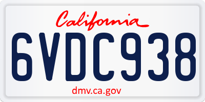 CA license plate 6VDC938