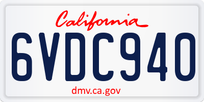 CA license plate 6VDC940