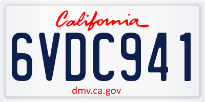 CA license plate 6VDC941