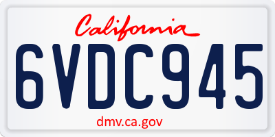 CA license plate 6VDC945