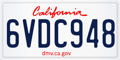 CA license plate 6VDC948
