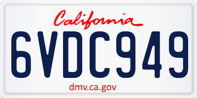 CA license plate 6VDC949
