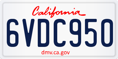 CA license plate 6VDC950