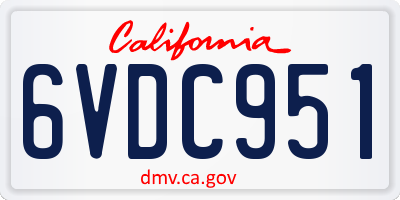 CA license plate 6VDC951