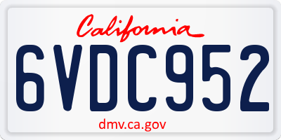 CA license plate 6VDC952