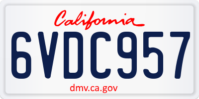 CA license plate 6VDC957