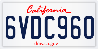 CA license plate 6VDC960