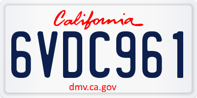 CA license plate 6VDC961