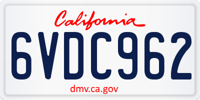 CA license plate 6VDC962