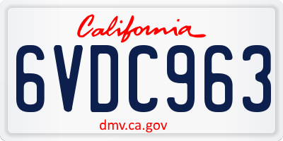 CA license plate 6VDC963