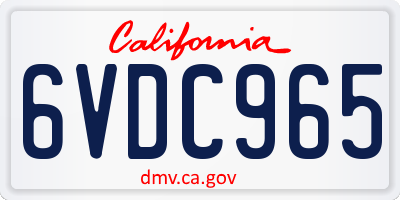 CA license plate 6VDC965