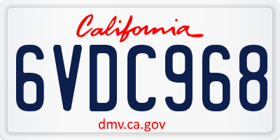 CA license plate 6VDC968
