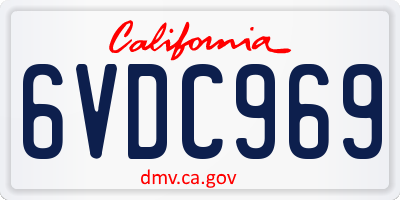 CA license plate 6VDC969