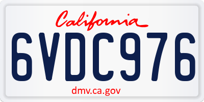 CA license plate 6VDC976