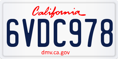 CA license plate 6VDC978