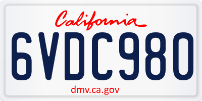 CA license plate 6VDC980
