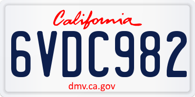 CA license plate 6VDC982