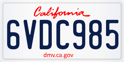 CA license plate 6VDC985