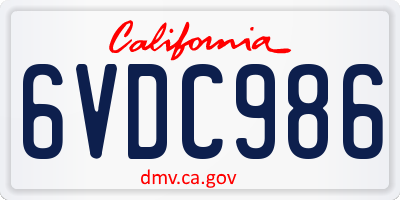 CA license plate 6VDC986