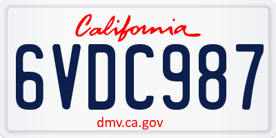 CA license plate 6VDC987
