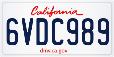 CA license plate 6VDC989